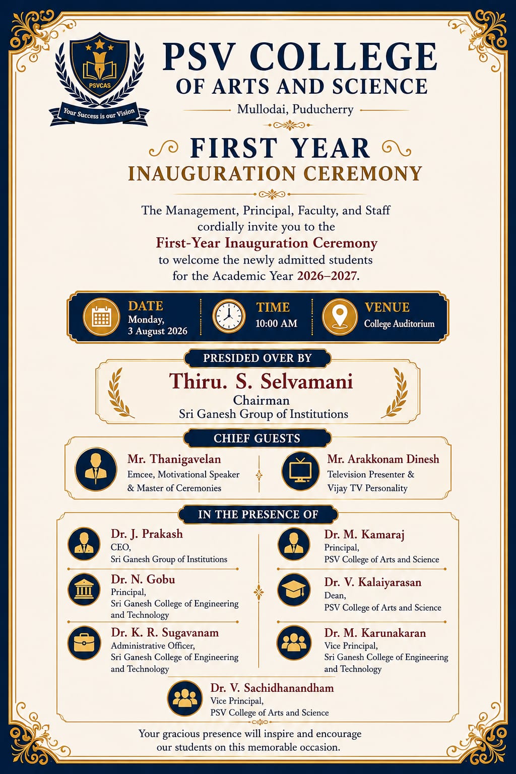 First Year Inauguration Ceremony 2026-2027